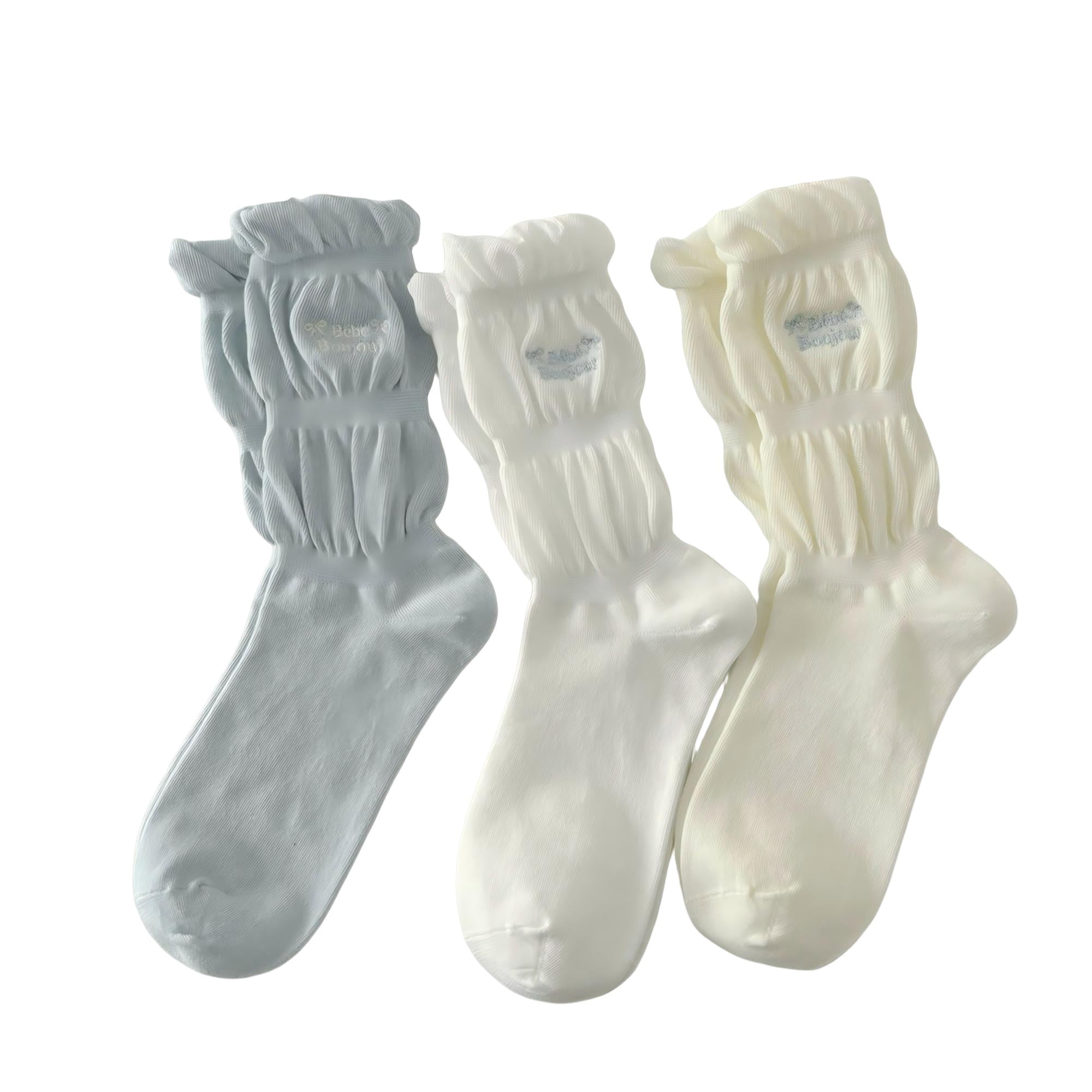 Anna-Kaci Women's 3-Pair Ruffle Crew Socks Soft Stretch Knit Scrunch Detail Comfortable Everyday Giftable Sock Set