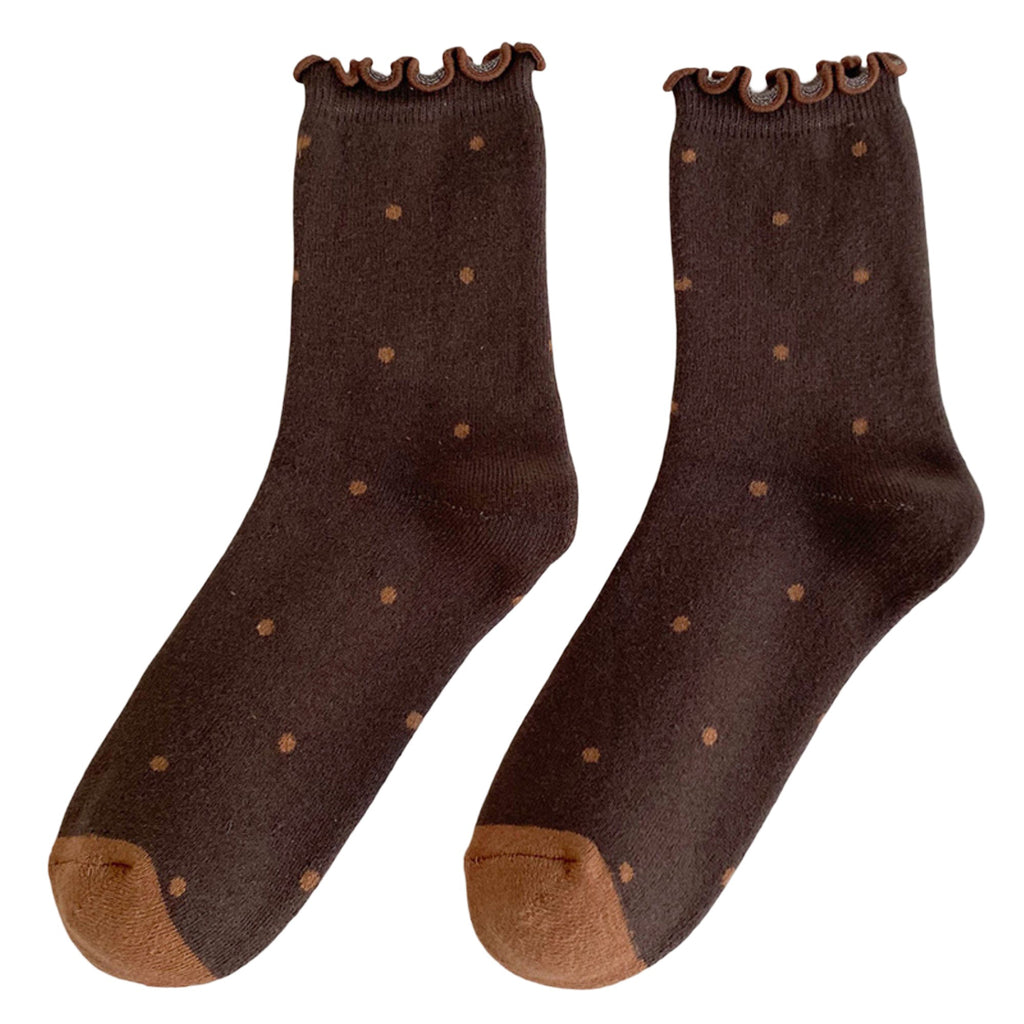 Anna-Kaci Women's 3-Pair Sheer Crew Socks with Polka Dot Pattern Ruffle Cuff Lightweight Dressy Giftable Sock Set