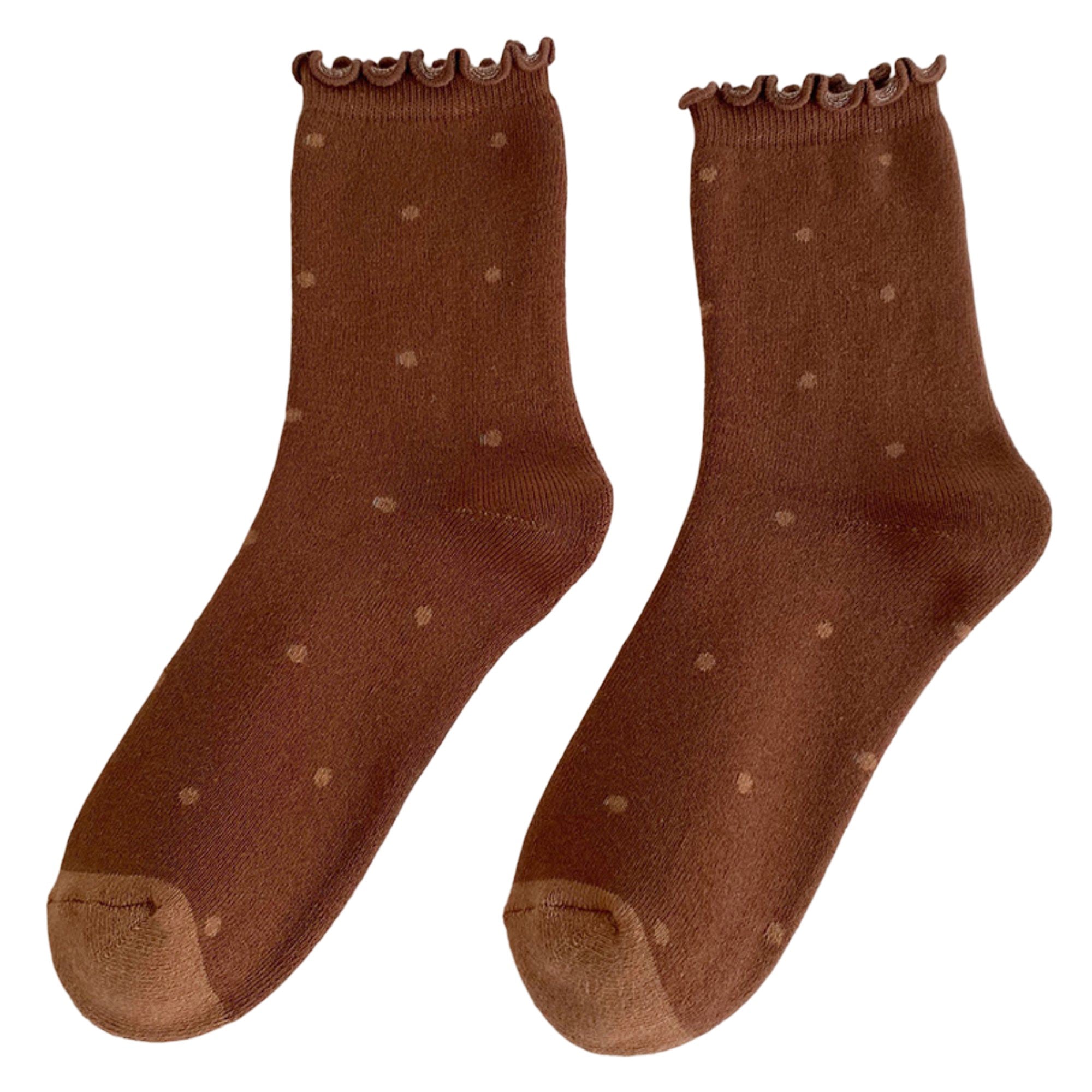 Anna-Kaci Women's 3-Pair Sheer Crew Socks with Polka Dot Pattern Ruffle Cuff Lightweight Dressy Giftable Sock Set