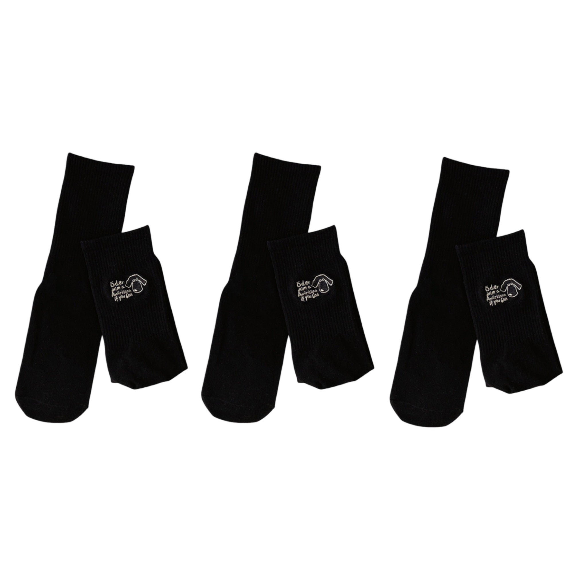 Anna-Kaci Women's 3-Pair Crew Socks Soft Stretch Knit with Embroidered Graphic Comfortable Everyday Sock Set