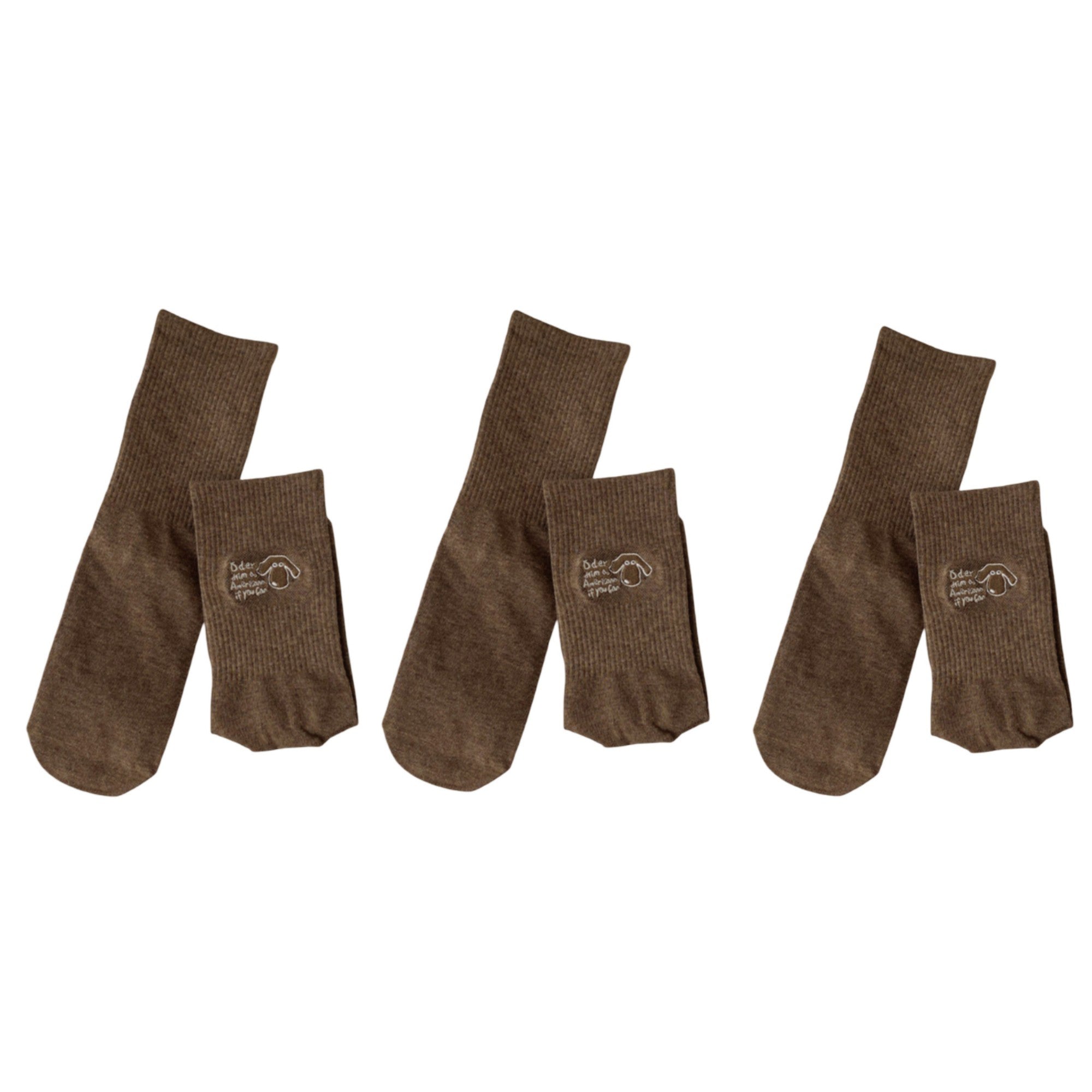 Anna-Kaci Women's 3-Pair Crew Socks Soft Stretch Knit with Embroidered Graphic Comfortable Everyday Sock Set