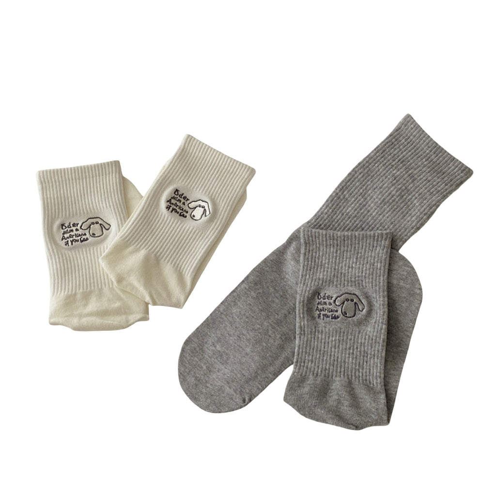 Anna-Kaci Women's 3-Pair Crew Socks Soft Stretch Knit with Embroidered Graphic Comfortable Everyday Sock Set