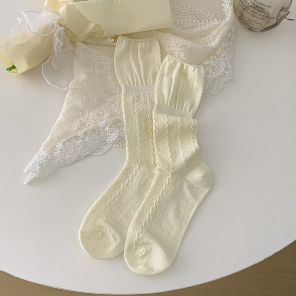 Anna-Kaci Women's 3-Pair Textured Crew Socks Soft Knit Fabric Cable Detail Comfortable Everyday Giftable Sock Set