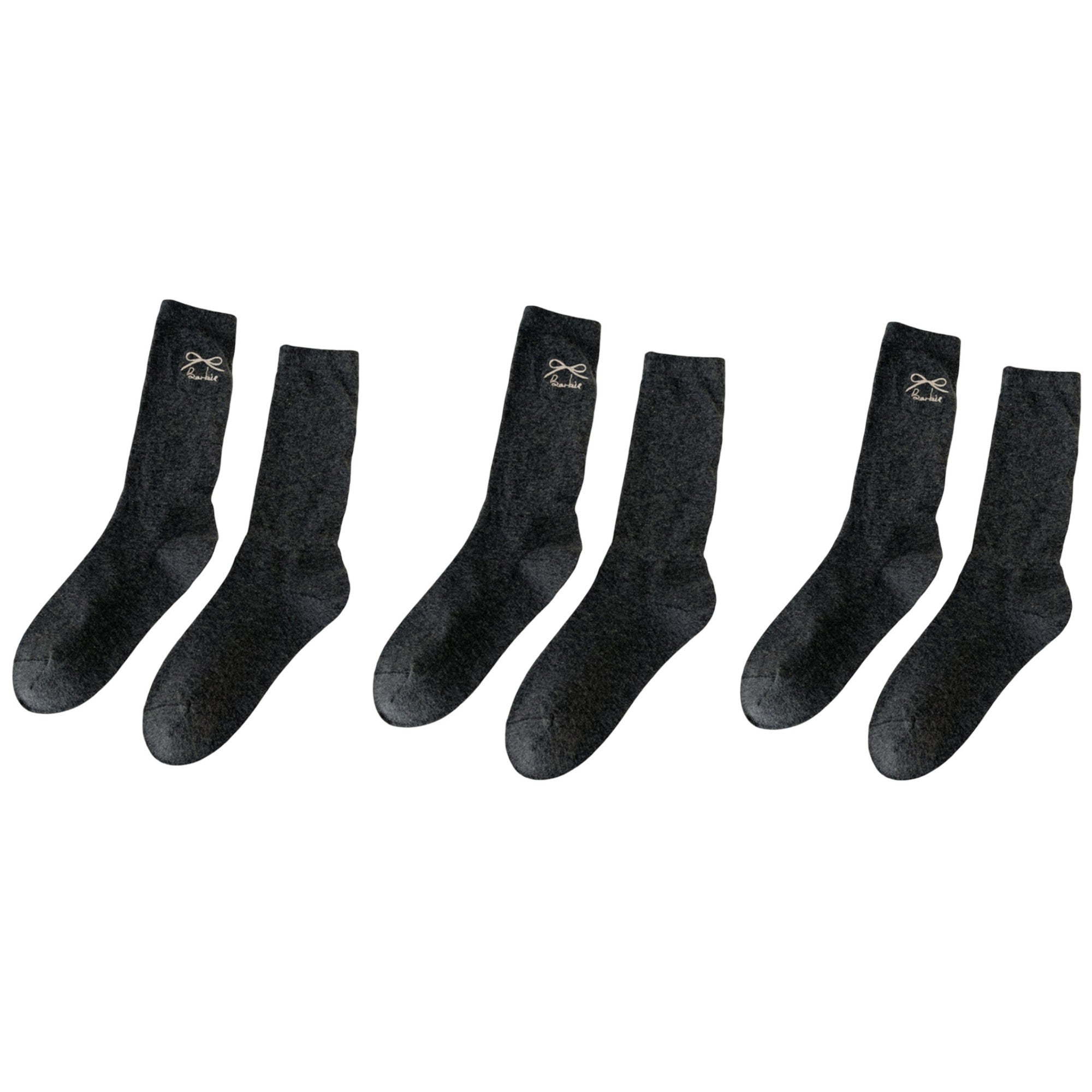 Anna-Kaci Women's 3-Pair Minimalist Crew Socks with Embroidered Bow Detail Soft Knit Everyday Comfort Sock Set
