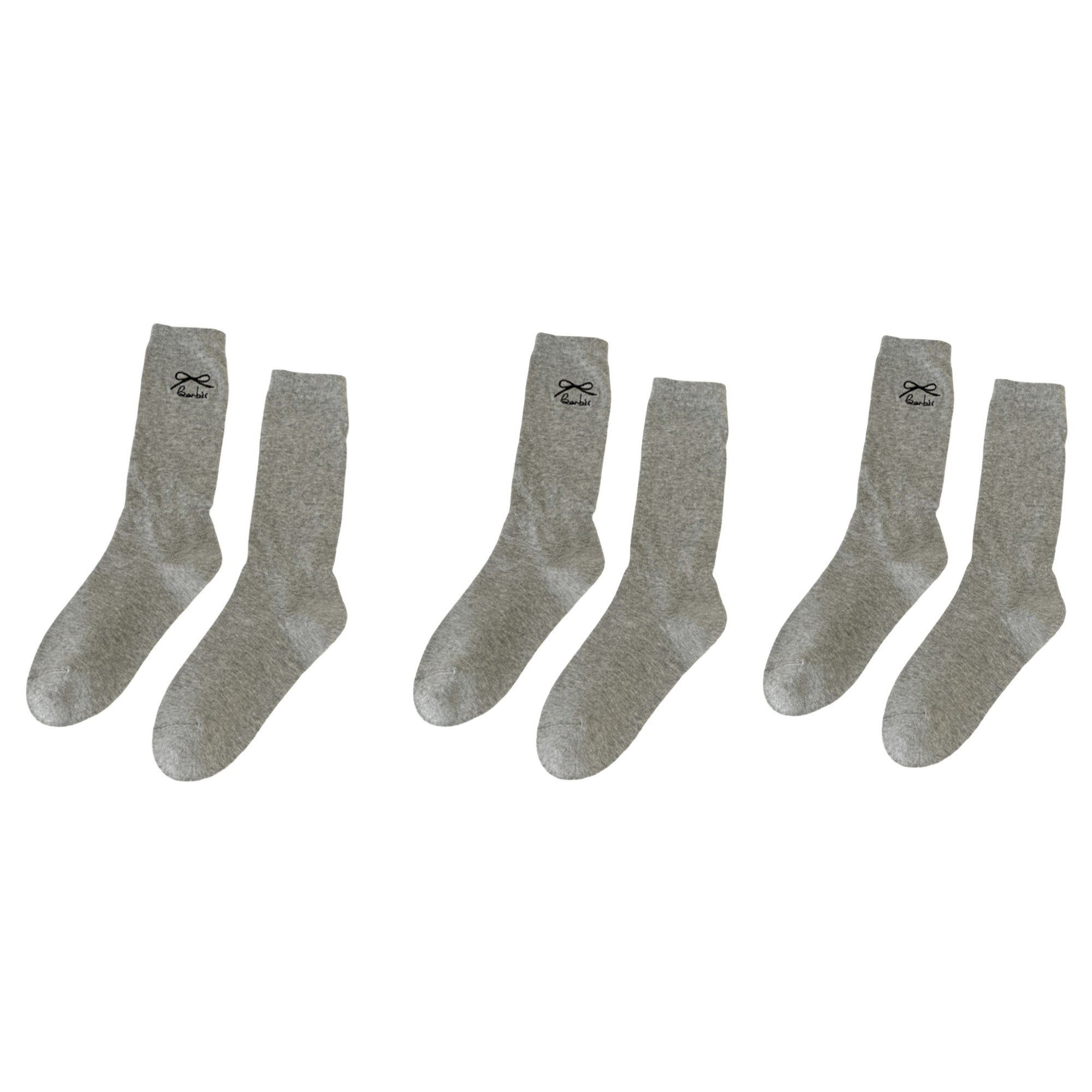 Anna-Kaci Women's 3-Pair Minimalist Crew Socks with Embroidered Bow Detail Soft Knit Everyday Comfort Sock Set