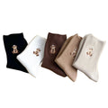 Anna-Kaci Women's 5-Pair Ribbed Crew Socks with Embroidered Teddy Bear Soft Knit Everyday Comfort Sock Set