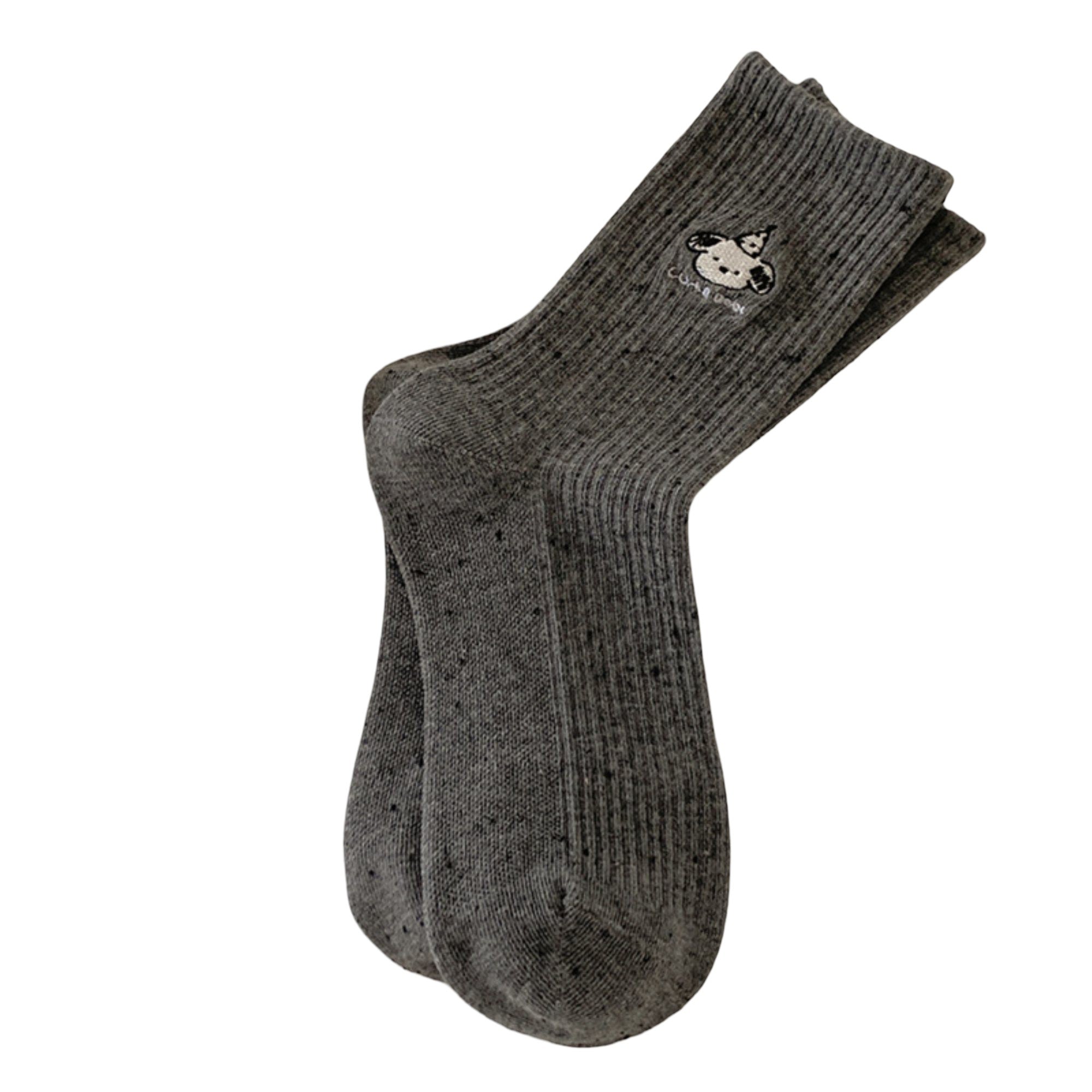 Anna-Kaci Women's 4-Pair Ribbed Crew Socks with Speckled Knit Cartoon Graphic Soft Knit Everyday Sock Set