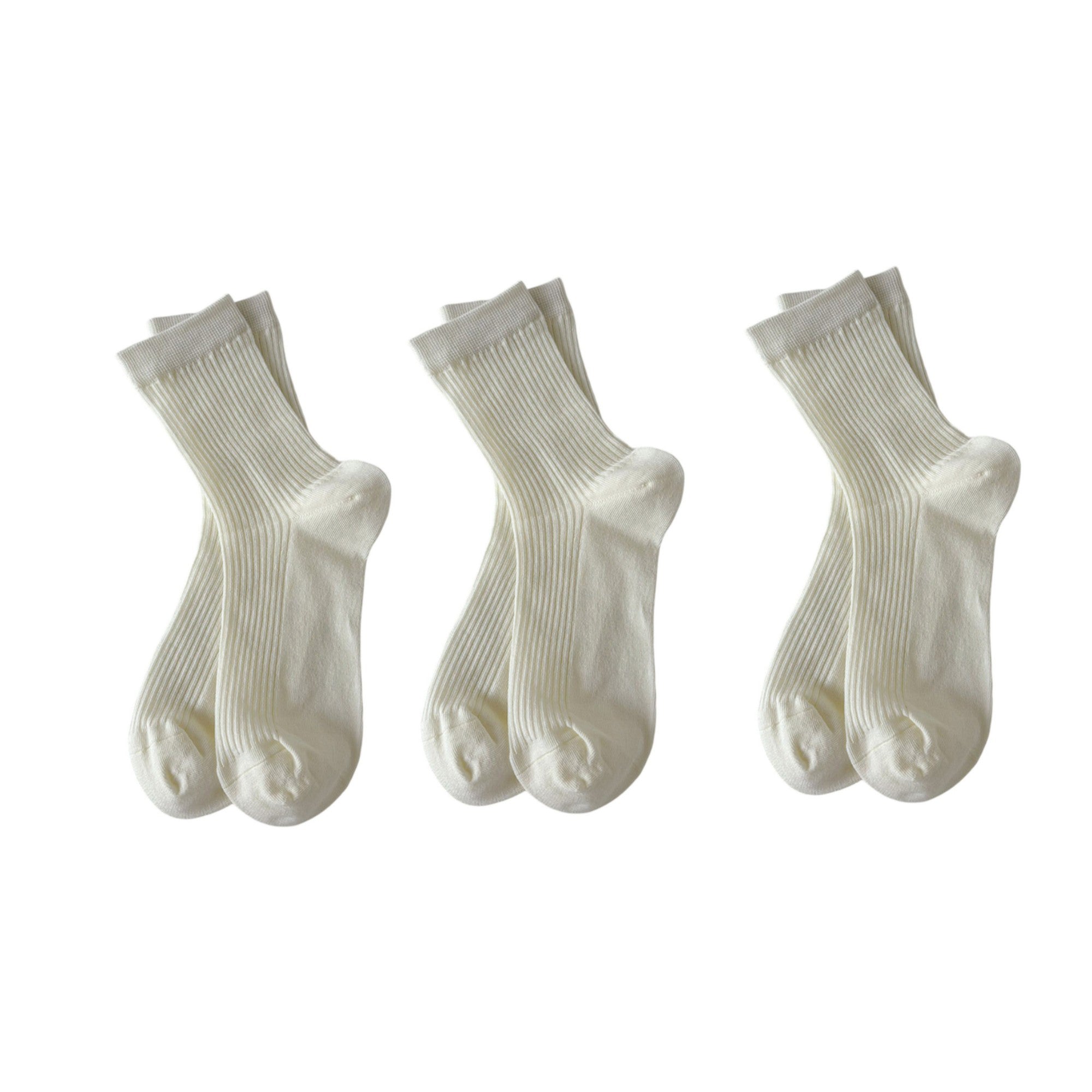Anna-Kaci Women's 3-Pair Ribbed Crew Socks Soft Stretch Knit Classic Everyday Comfort Sock Set