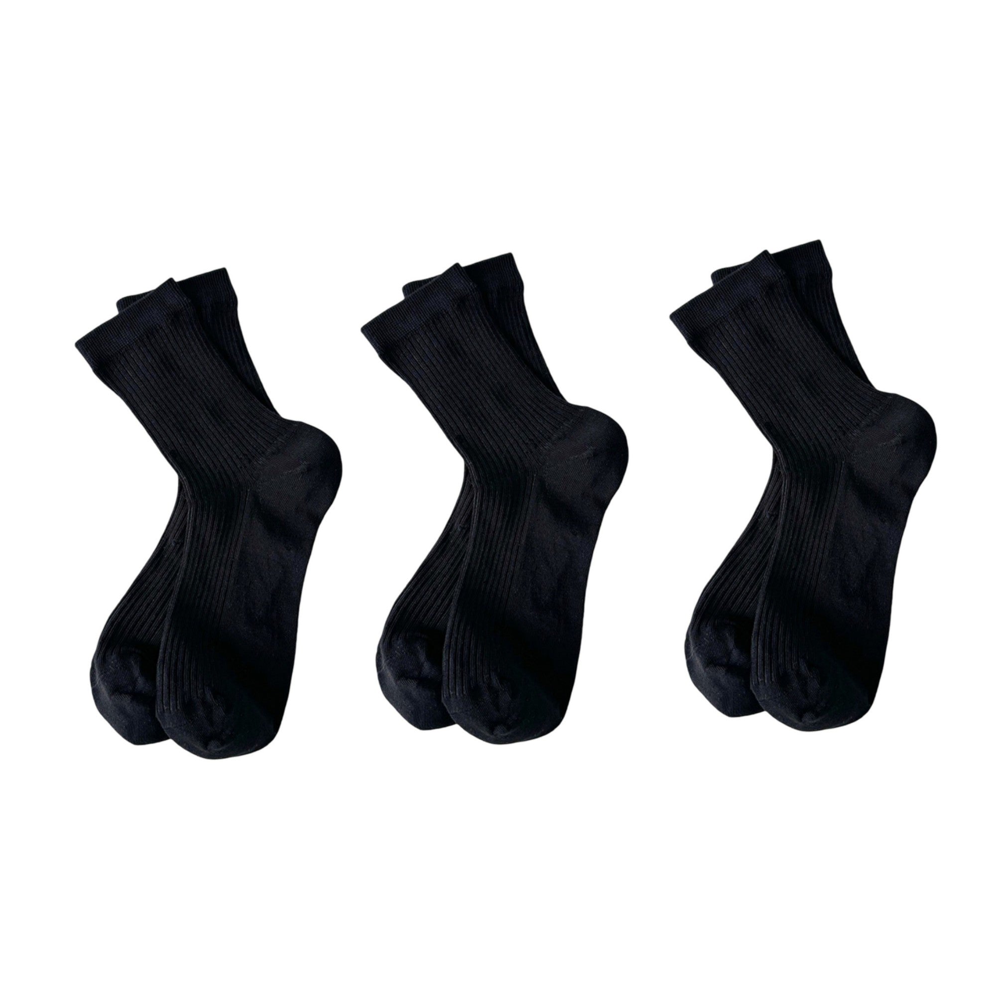 Anna-Kaci Women's 3-Pair Ribbed Crew Socks Soft Stretch Knit Classic Everyday Comfort Sock Set