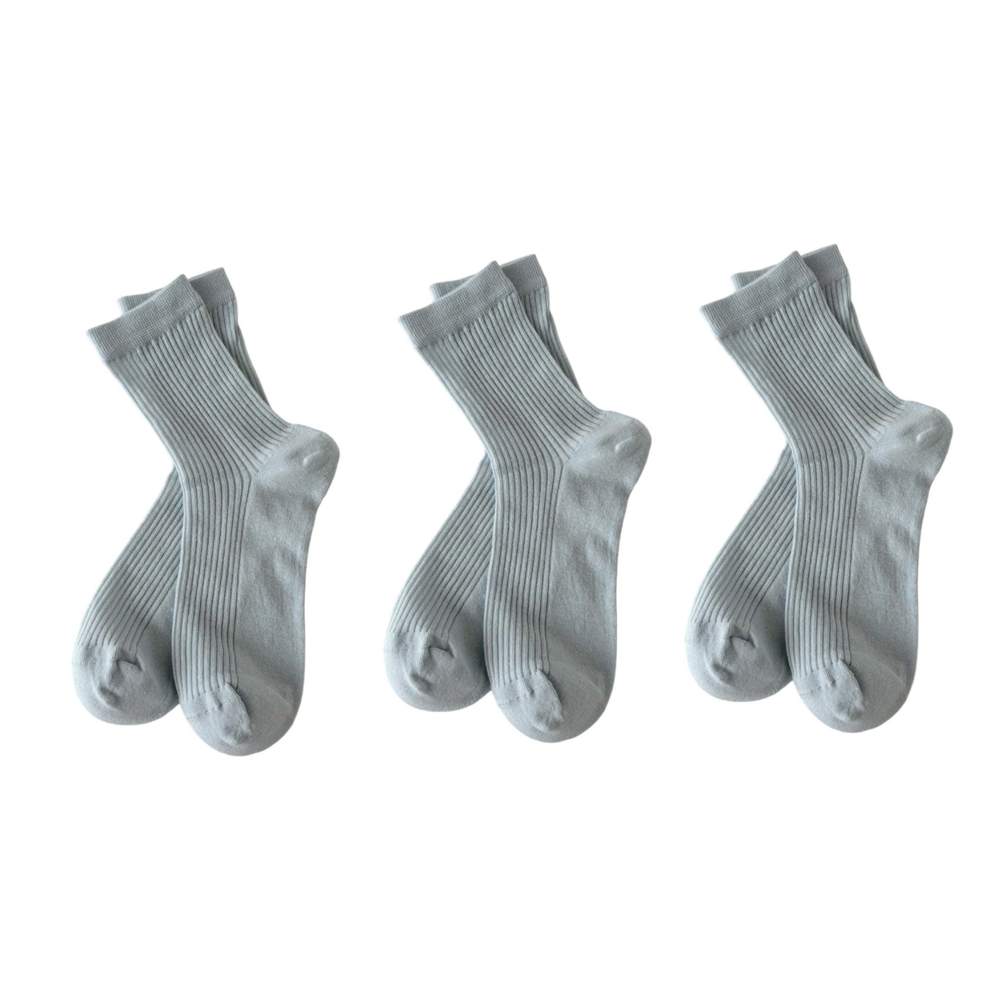 Anna-Kaci Women's 3-Pair Ribbed Crew Socks Soft Stretch Knit Classic Everyday Comfort Sock Set
