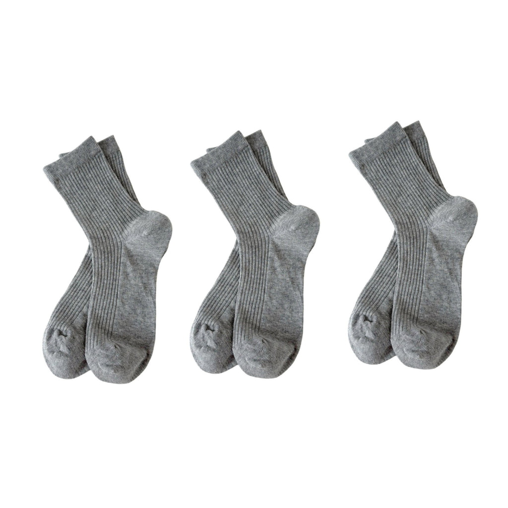 Anna-Kaci Women's 3-Pair Ribbed Crew Socks Soft Stretch Knit Classic Everyday Comfort Sock Set