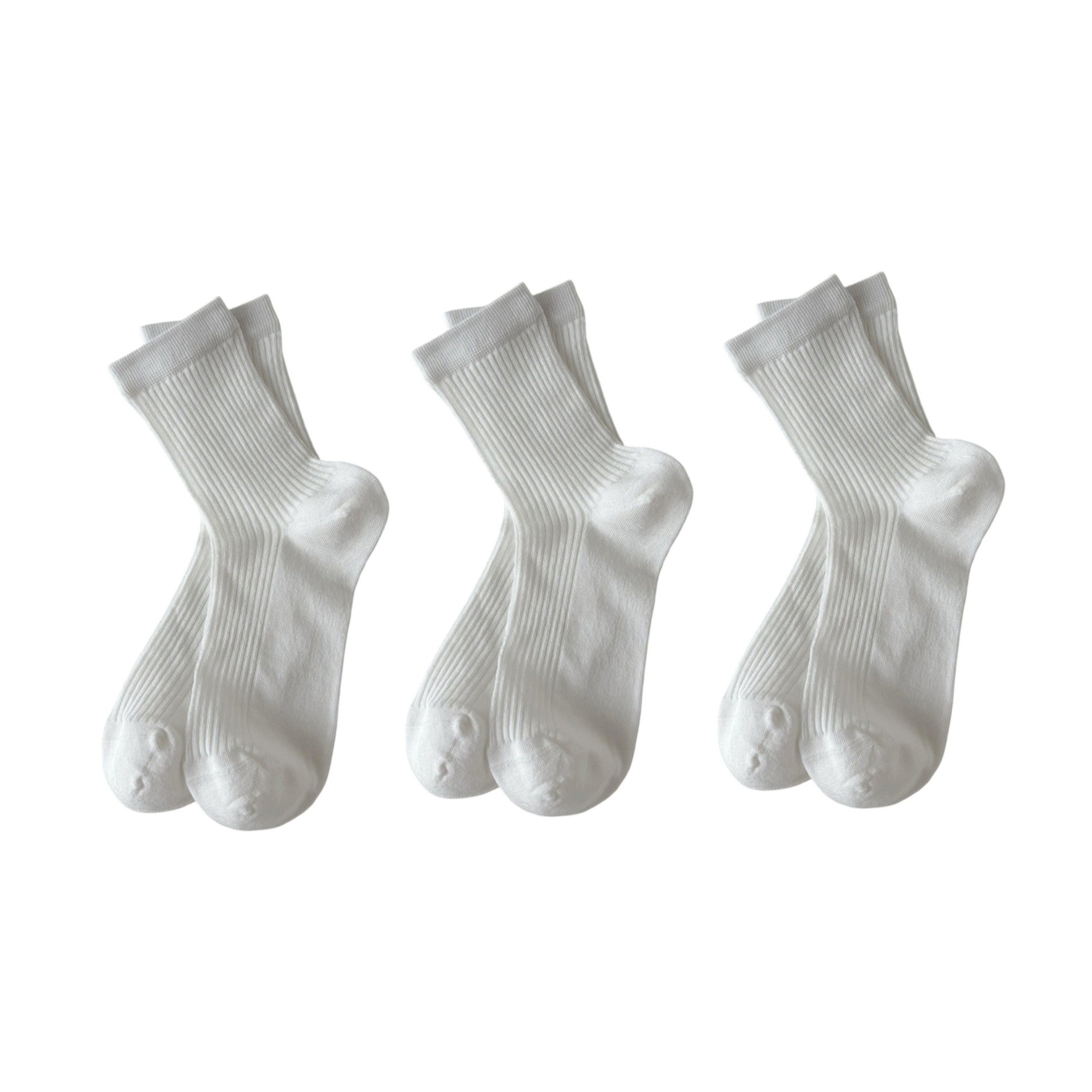 Anna-Kaci Women's 3-Pair Ribbed Crew Socks Soft Stretch Knit Classic Everyday Comfort Sock Set