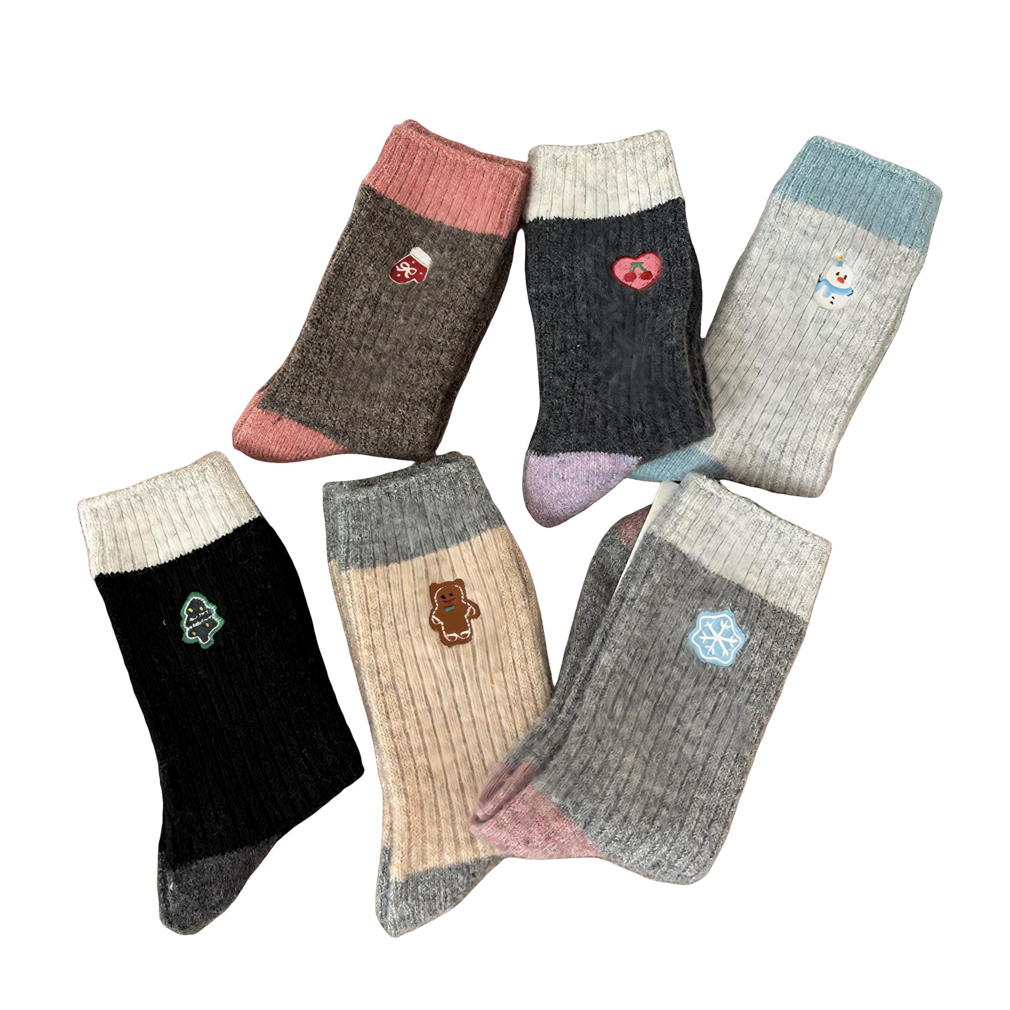 Anna-Kaci Women's 3-Pair Ribbed Crew Socks with Embroidered Accent Soft Knit Everyday Comfort Sock Set