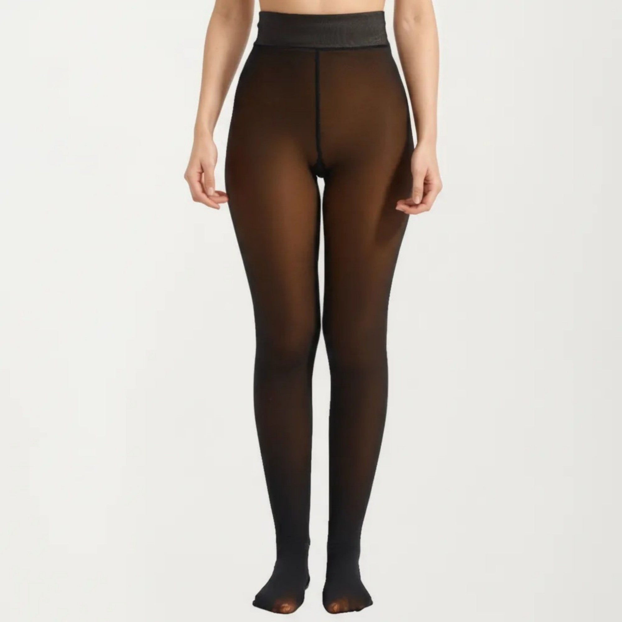 Anna-Kaci Women's Fleece Lined Opaque Tights with High Waist Control Top and Thermal Stretch Fabric