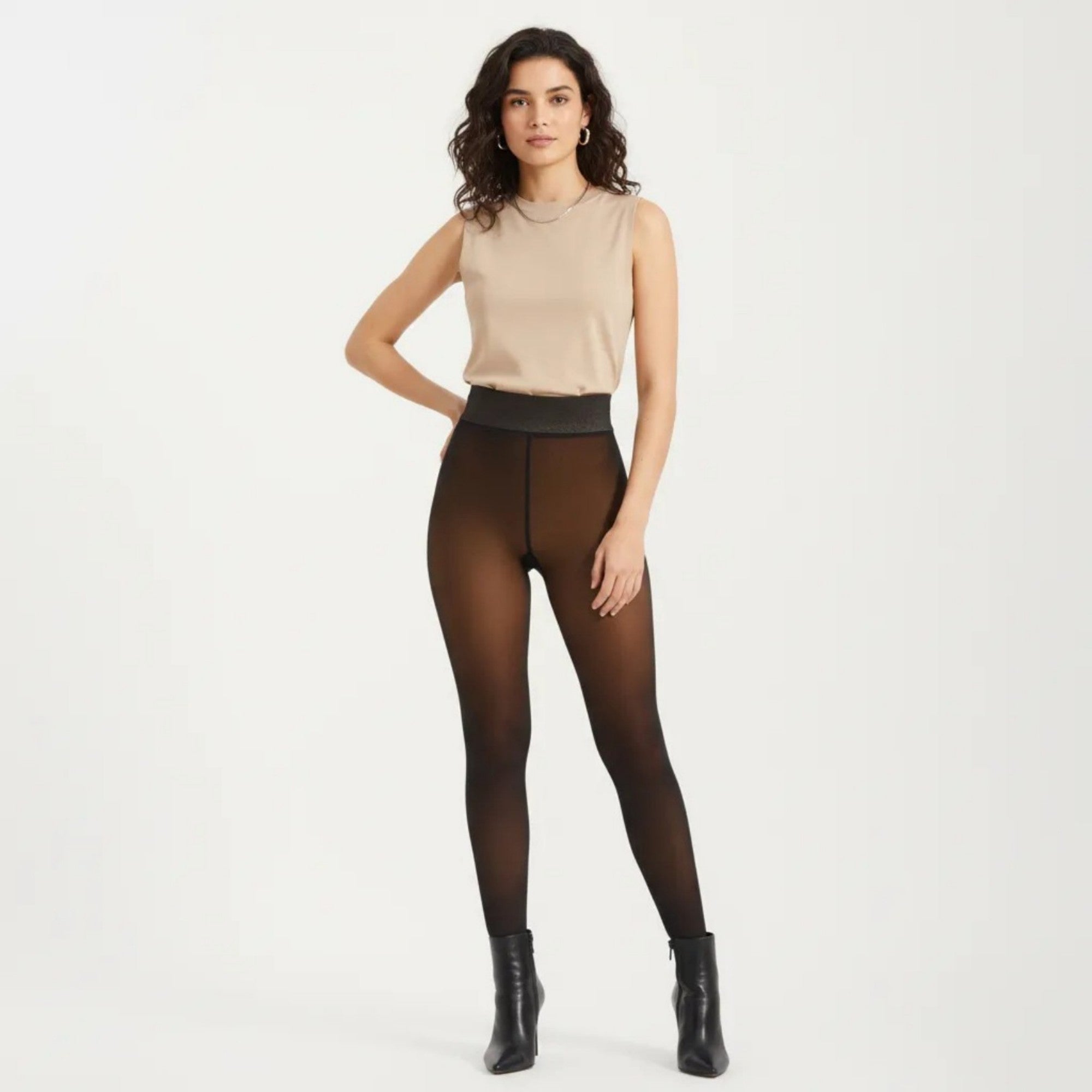 Anna-Kaci Women's Fleece Lined Opaque Tights with High Waist Control Top and Thermal Stretch Fabric