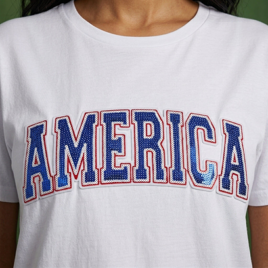 Independence Day Sequin American Flag Iron On Patch Glitter Patriotic USA 4th of July Craft Sewing Embroidery Clothing Patch Decoration