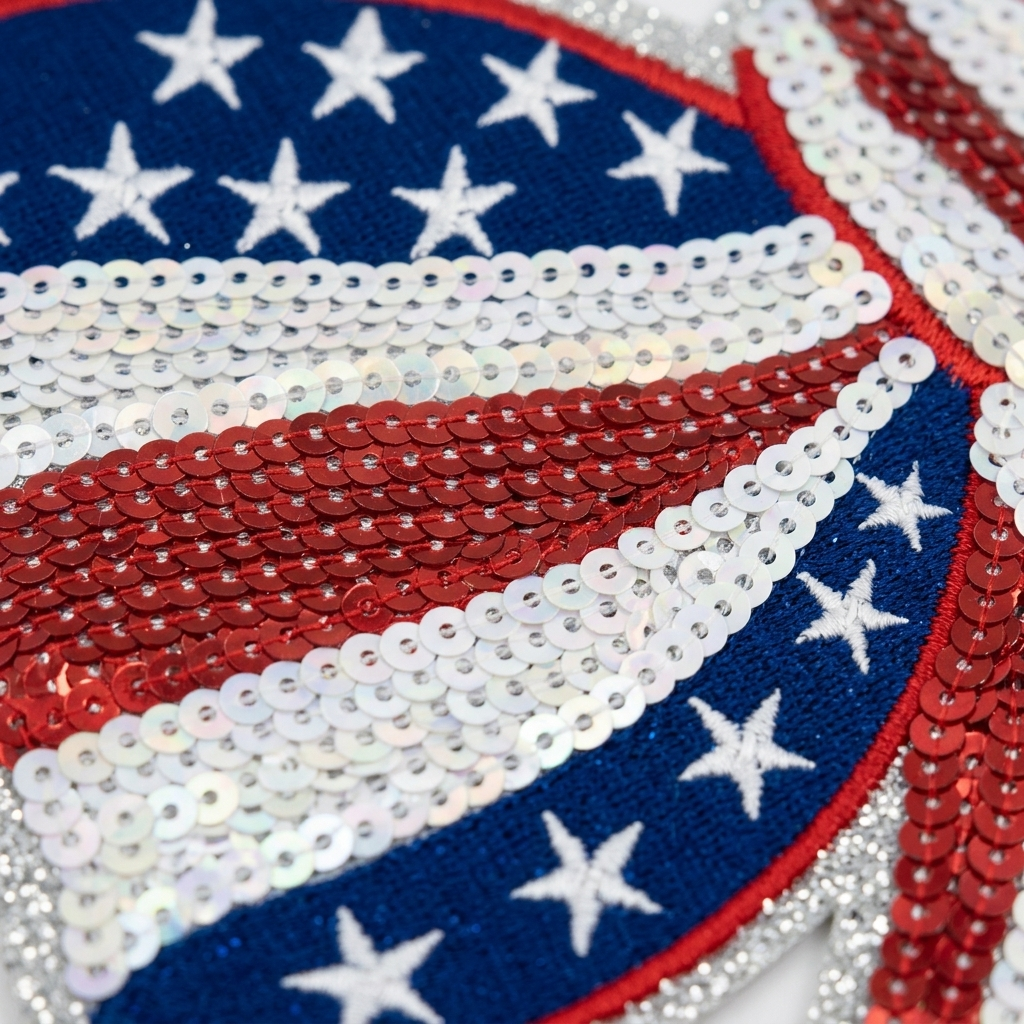 Independence Day Sequin American Flag Iron On Patch Glitter Patriotic USA 4th of July Craft Sewing Embroidery Clothing Patch Decoration