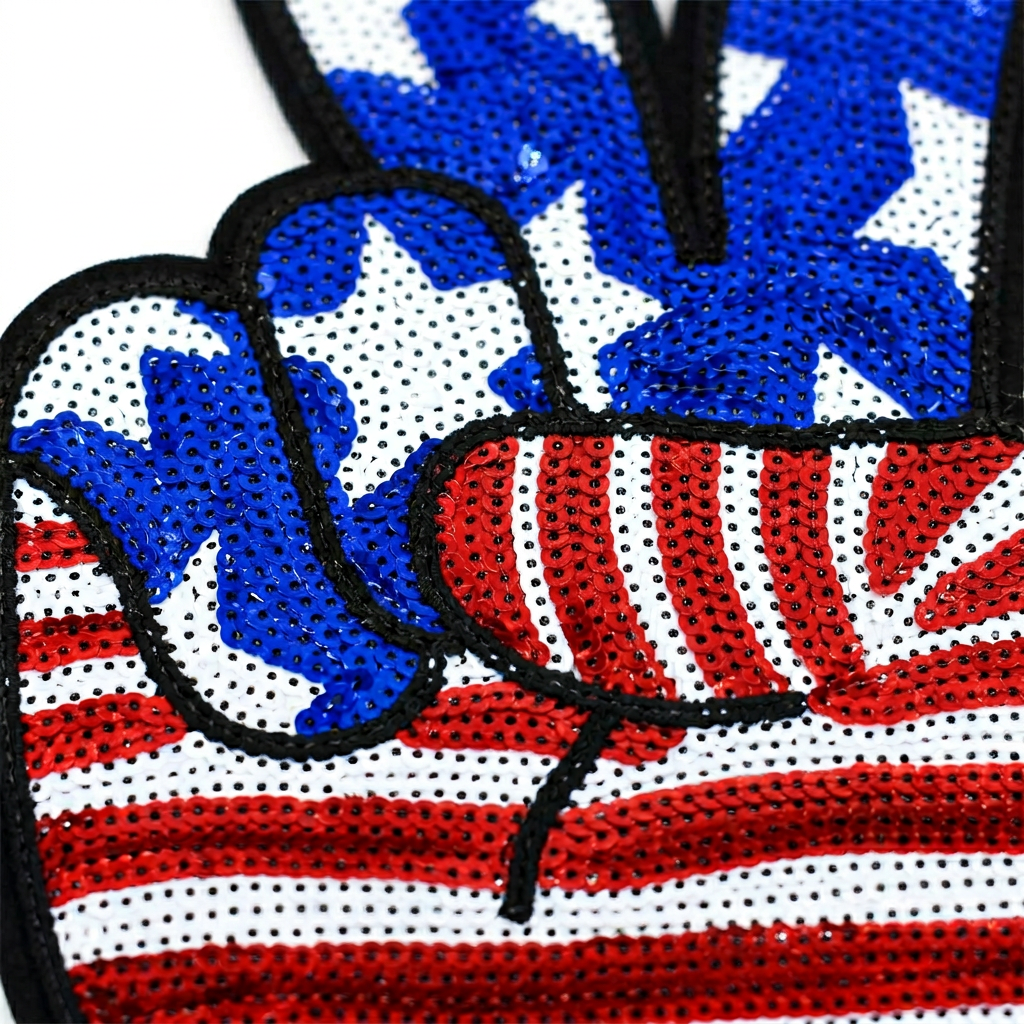 Independence Day Sequin American Flag Iron On Patch Glitter Patriotic USA 4th of July Craft Sewing Embroidery Clothing Patch Decoration