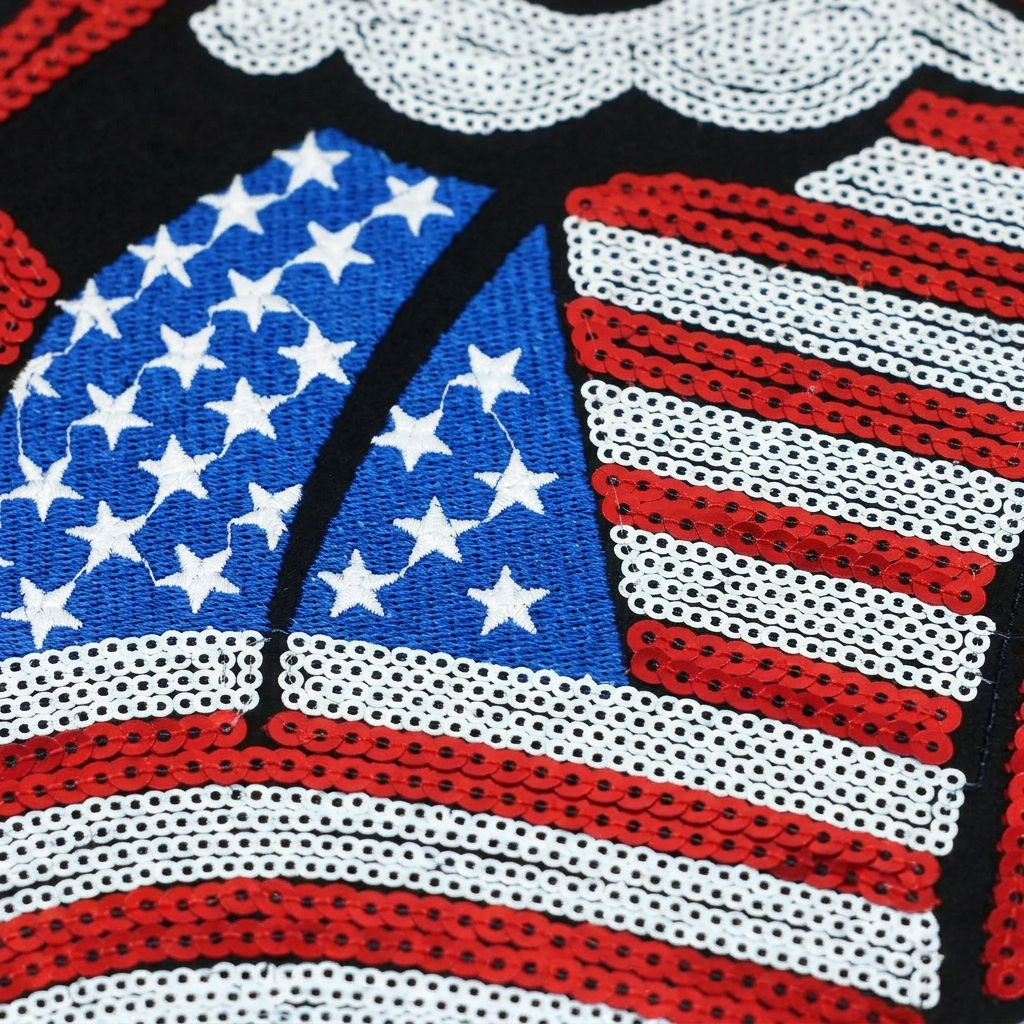 Independence Day Sequin American Flag Iron On Patch Glitter Patriotic USA 4th of July Craft Sewing Embroidery Clothing Patch Decoration