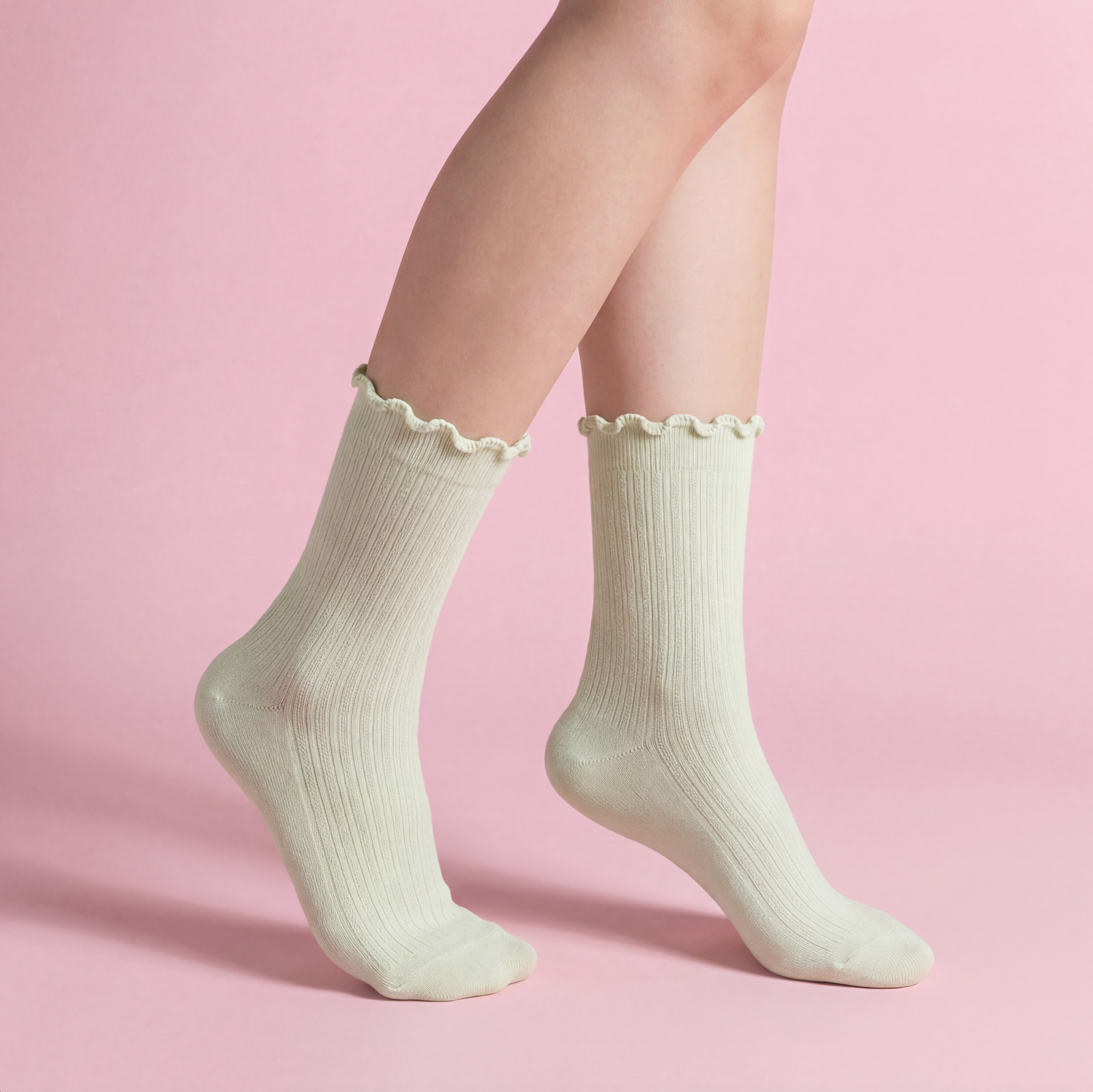 Anna-Kaci Women's 4-Pair Pack Soft Ribbed Ankle Socks with Ruffled Edge Trim Lightweight Knit Design in Multiple Color Combinations