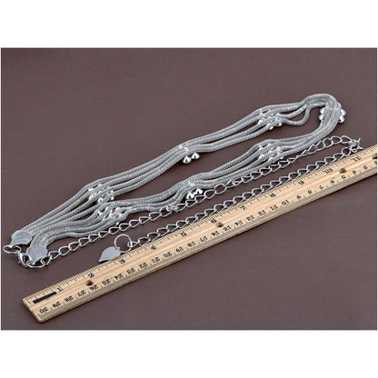 Anna-Kaci Women's Multi-Strand Waist Chain with Crystal Flower Accents and Adjustable Clasp