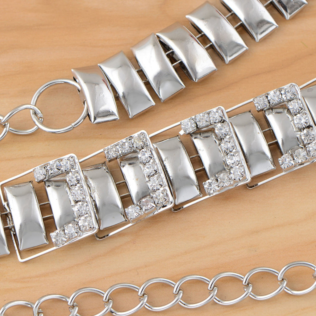 Anna-Kaci Women's Geometric Square Link Waist Chain with Adjustable Extender and Shimmering Accents