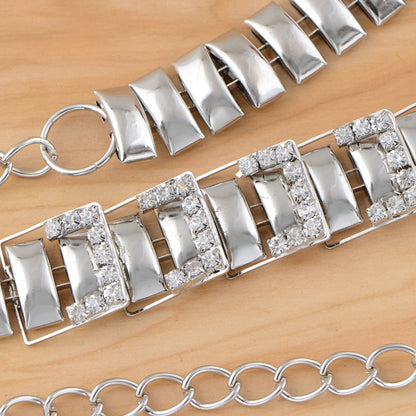 Anna-Kaci Women's Geometric Square Link Waist Chain with Adjustable Extender and Shimmering Accents