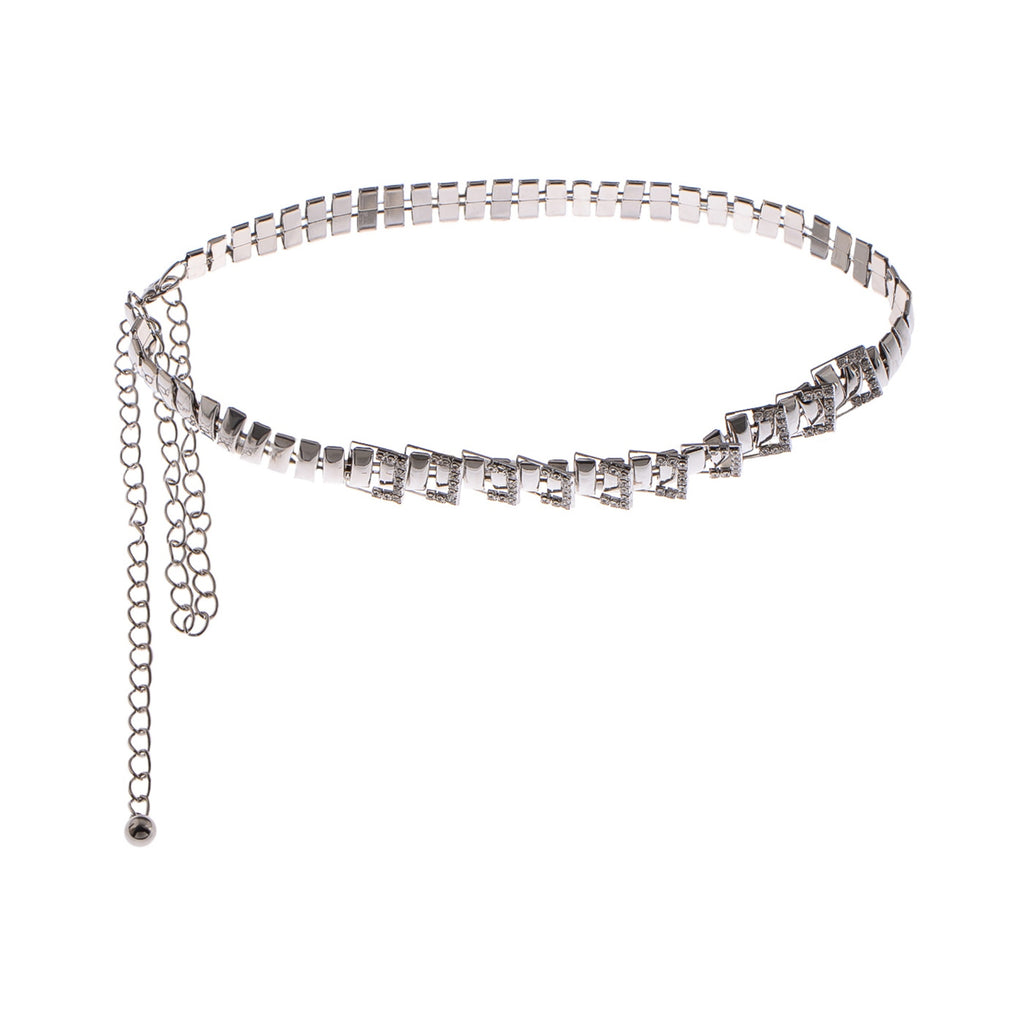 Anna-Kaci Women's Geometric Square Link Waist Chain with Adjustable Extender and Shimmering Accents