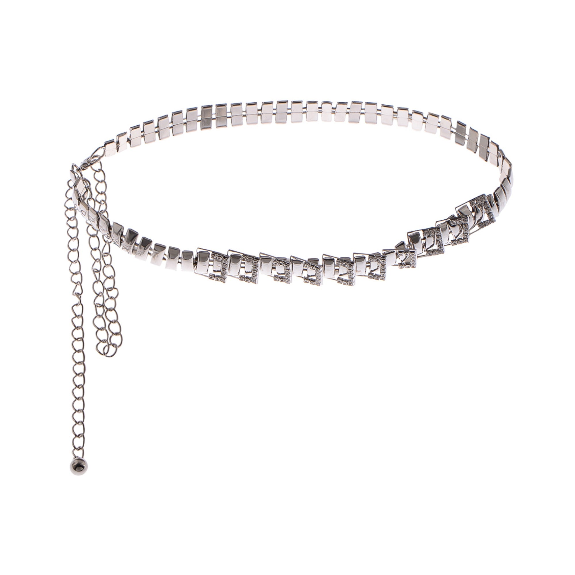Anna-Kaci Women's Geometric Square Link Waist Chain with Adjustable Extender and Shimmering Accents