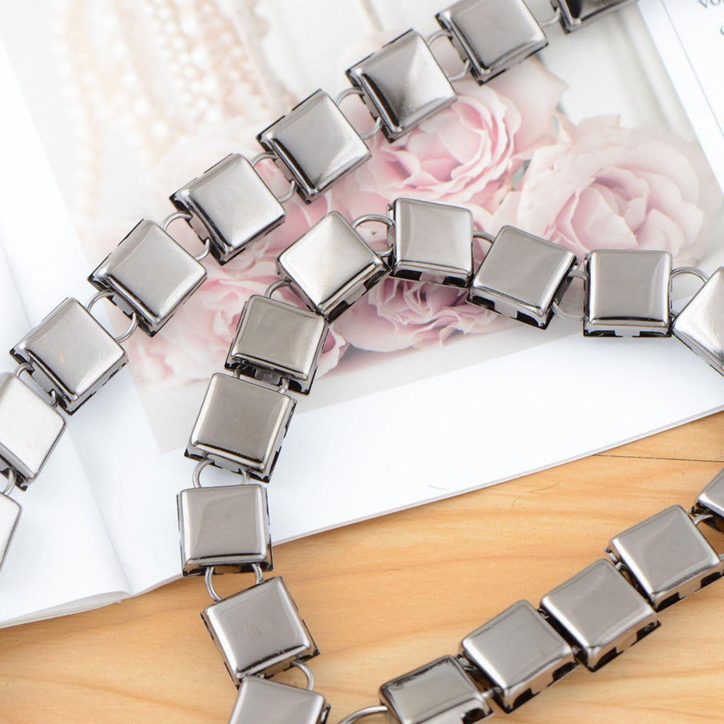 Anna-Kaci Women's Crystal Square Link Waist Chain with Adjustable Extender