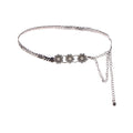 Anna-Kaci Women's Floral Waist Chain with Chevron Link Design and Crystal Accents