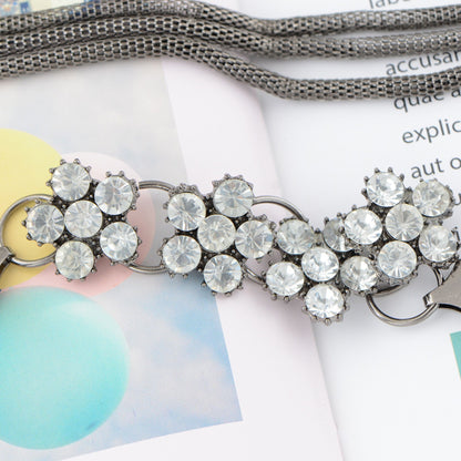 Anna-Kaci Women's Mesh Waist Chain with Crystal Floral Centerpiece Adjustable Belly Jewelry