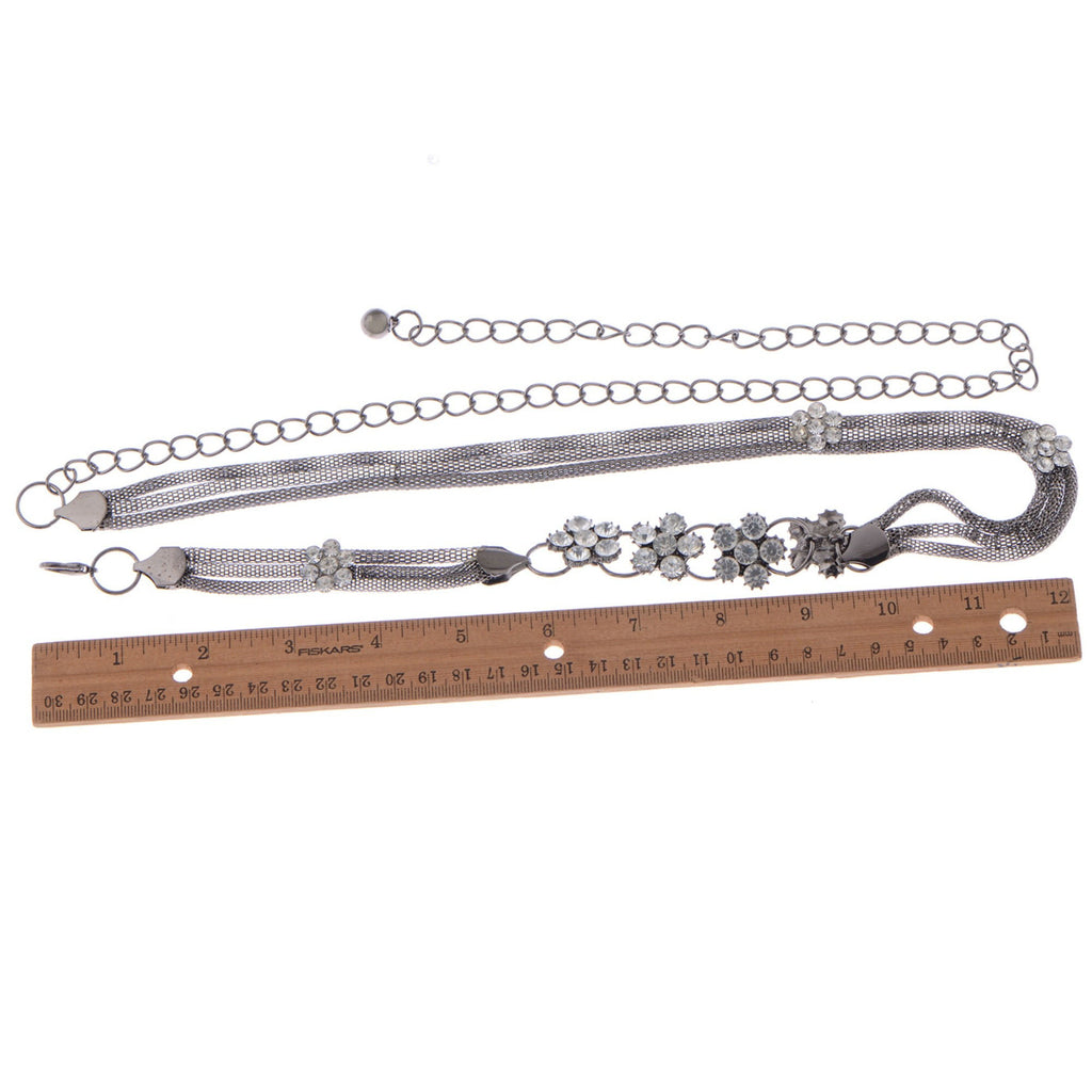 Anna-Kaci Women's Mesh Waist Chain with Crystal Floral Centerpiece Adjustable Belly Jewelry