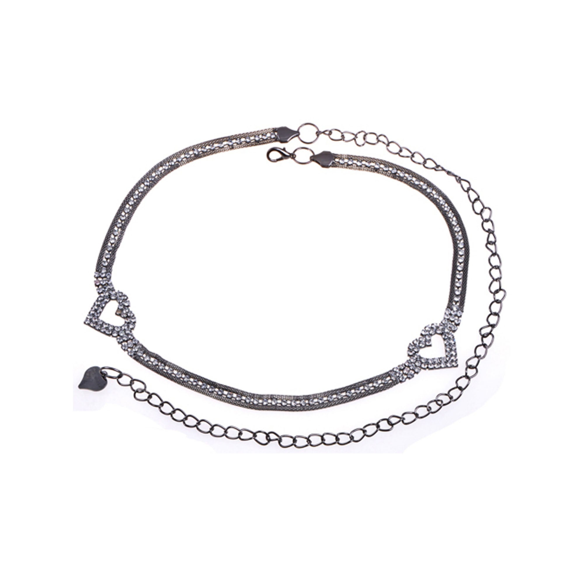 Anna-Kaci Women's Crystal Heart Accent Waist Chain Adjustable Belly Jewelry
