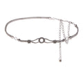 Anna-Kaci Women's Crystal Circle and Floral Accent Waist Chain Adjustable Belly Jewelry