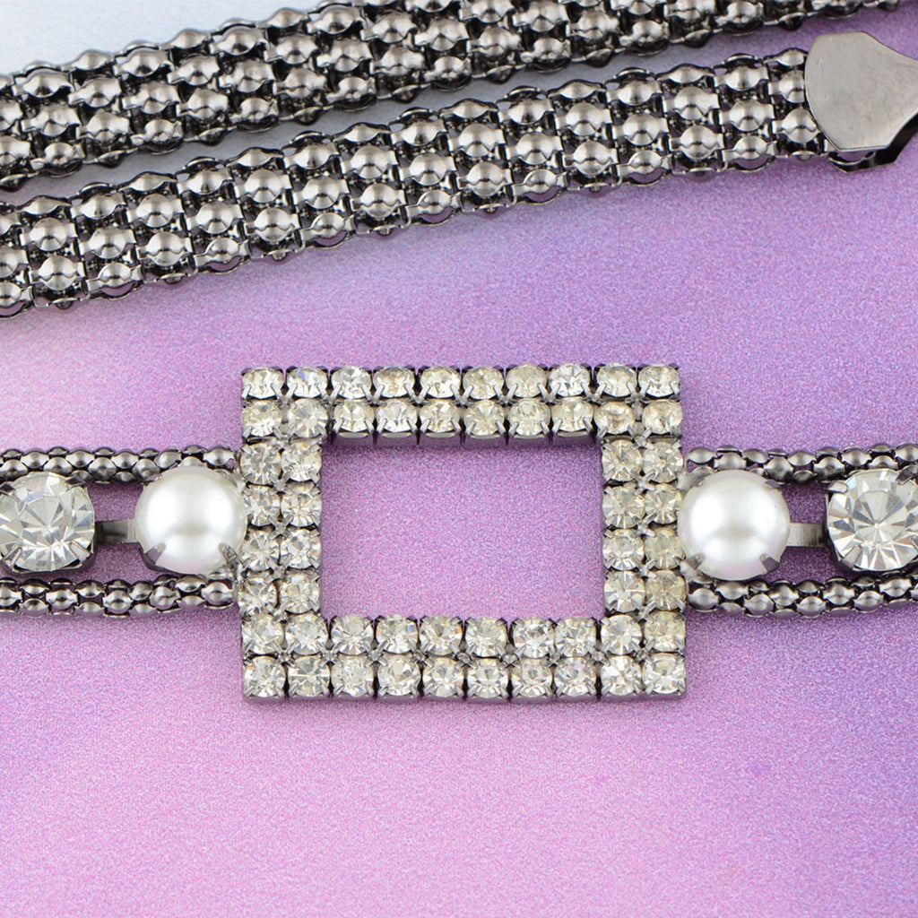 Anna-Kaci Women's Crystal Square Accent Waist Chain Adjustable Belly Jewelry