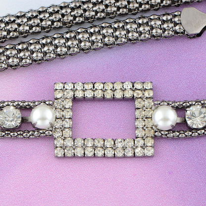 Anna-Kaci Women's Crystal Square Accent Waist Chain Adjustable Belly Jewelry