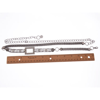 Anna-Kaci Women's Crystal Square Accent Waist Chain Adjustable Belly Jewelry