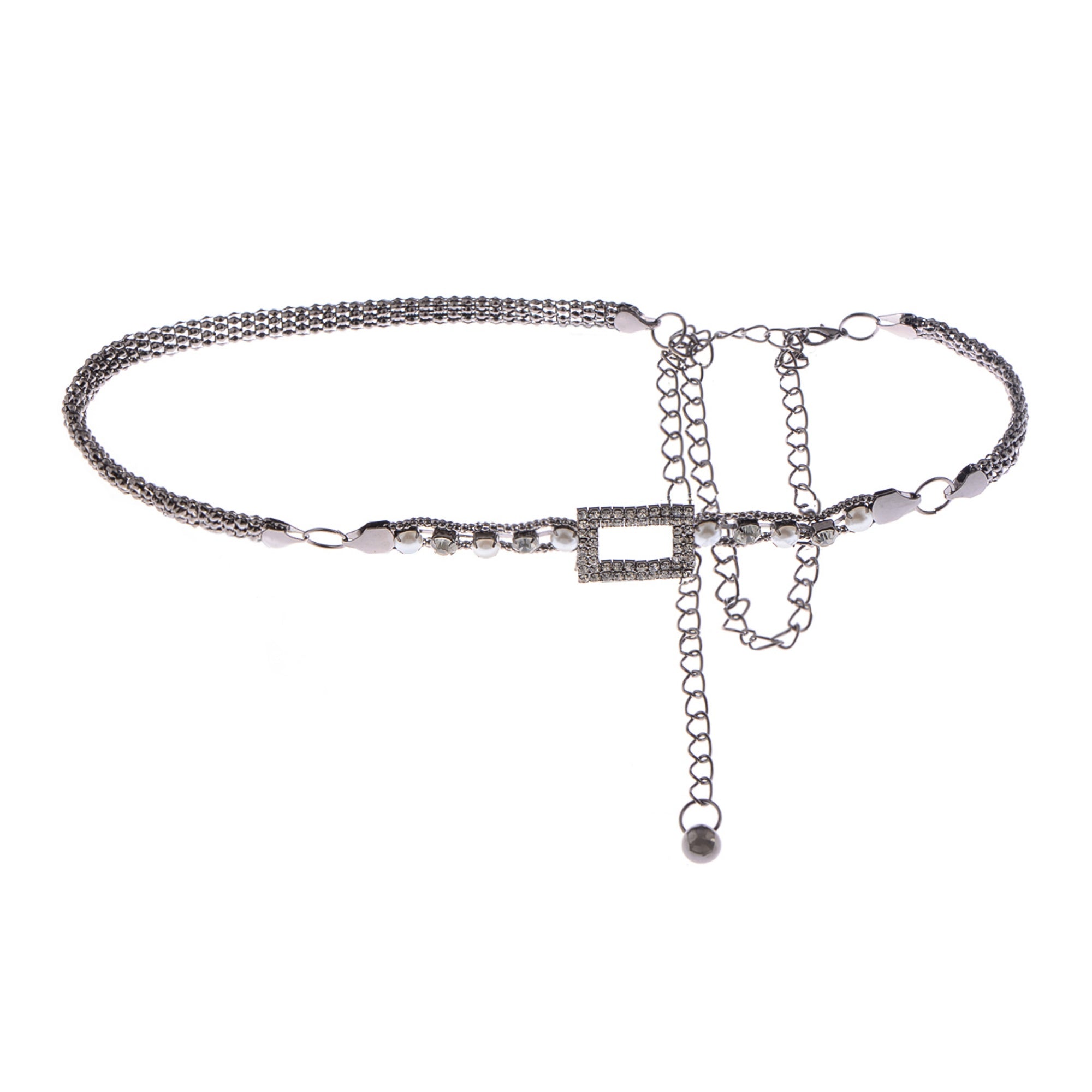 Anna-Kaci Women's Crystal Square Accent Waist Chain Adjustable Belly Jewelry