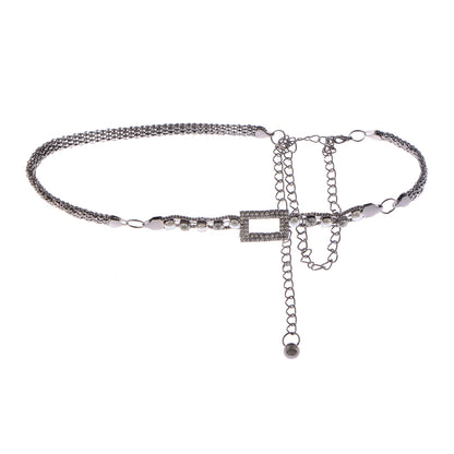 Anna-Kaci Women's Crystal Square Accent Waist Chain Adjustable Belly Jewelry