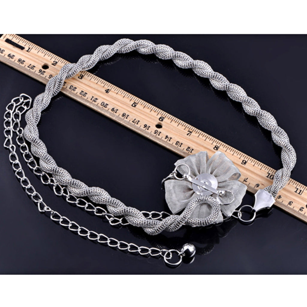 Anna-Kaci Women's Rhinestone Flower Accent Waist Chain with Adjustable Extender