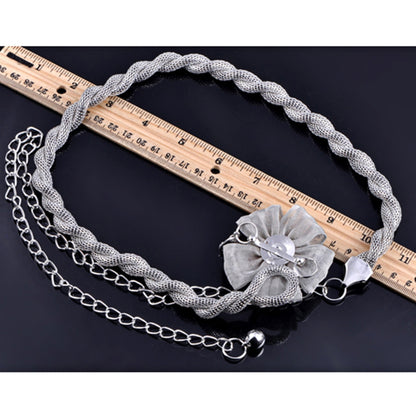 Anna-Kaci Women's Rhinestone Flower Accent Waist Chain with Adjustable Extender