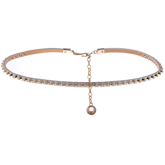 Anna-Kaci Women's Rhinestone Studded Waist Chain with Drop Charm Accent