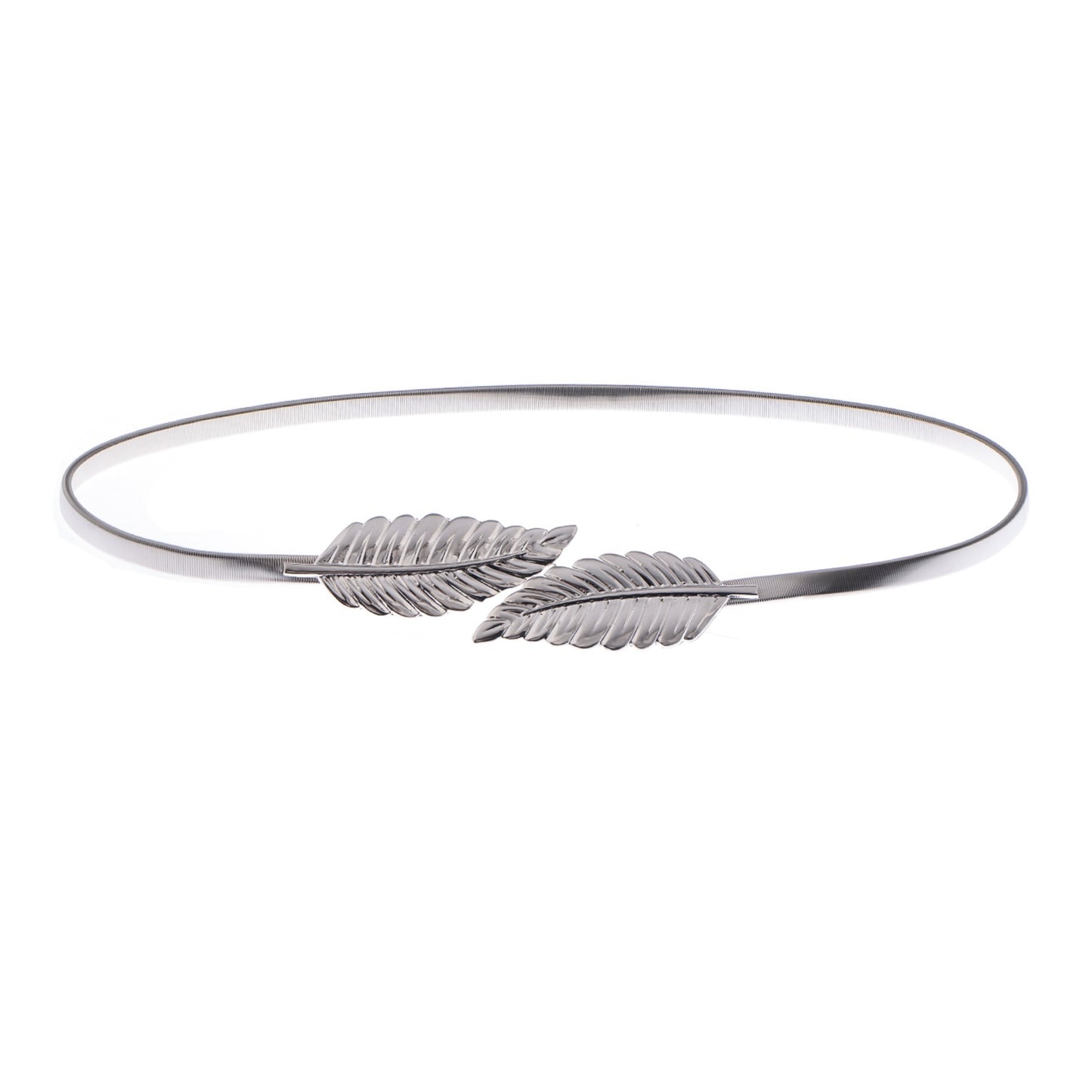 Anna-Kaci Women's Metallic Leaf Design Waist Chain Belt with Sleek Minimalist Band