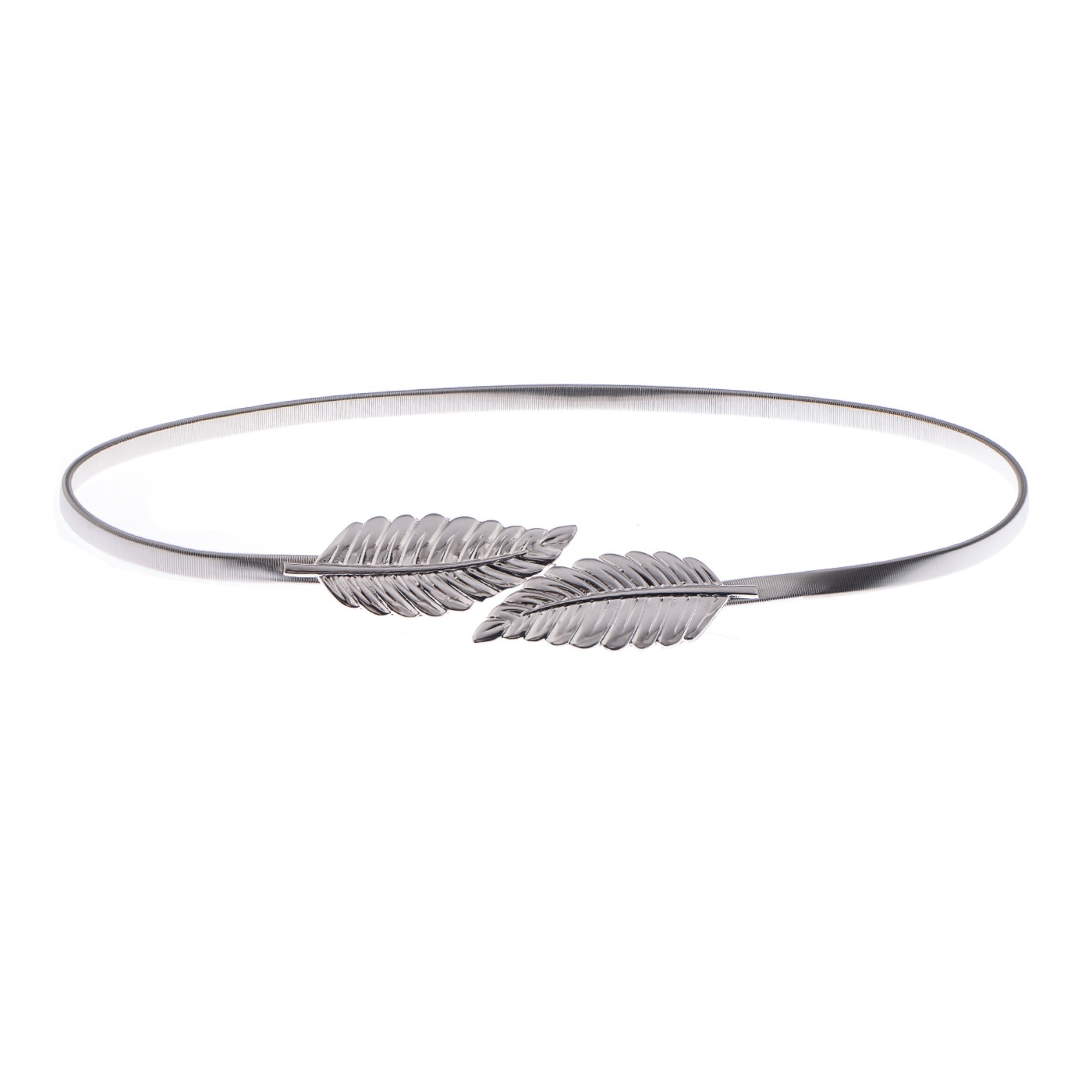 Anna-Kaci Women's Metallic Leaf Design Waist Chain Belt with Sleek Minimalist Band