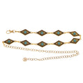 Anna-Kaci Women's Waist Chain Belt with Diamond-Shaped Links and Turquoise Stone Accents