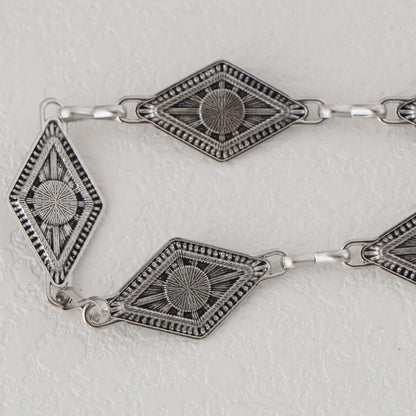Anna-Kaci Women's Waist Chain Belt with Diamond-Shaped Links and Turquoise Stone Accents