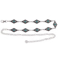 Anna-Kaci Women's Waist Chain Belt with Diamond-Shaped Links and Turquoise Stone Accents