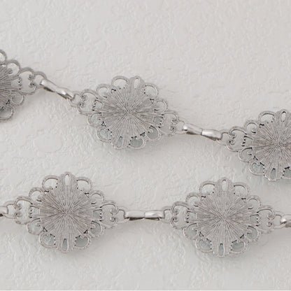 Anna-Kaci Women's Waist Chain Belt with Floral Links and Turquoise Stone Accents