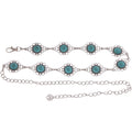 Anna-Kaci Women's Waist Chain Belt with Floral Links and Turquoise Stone Accents